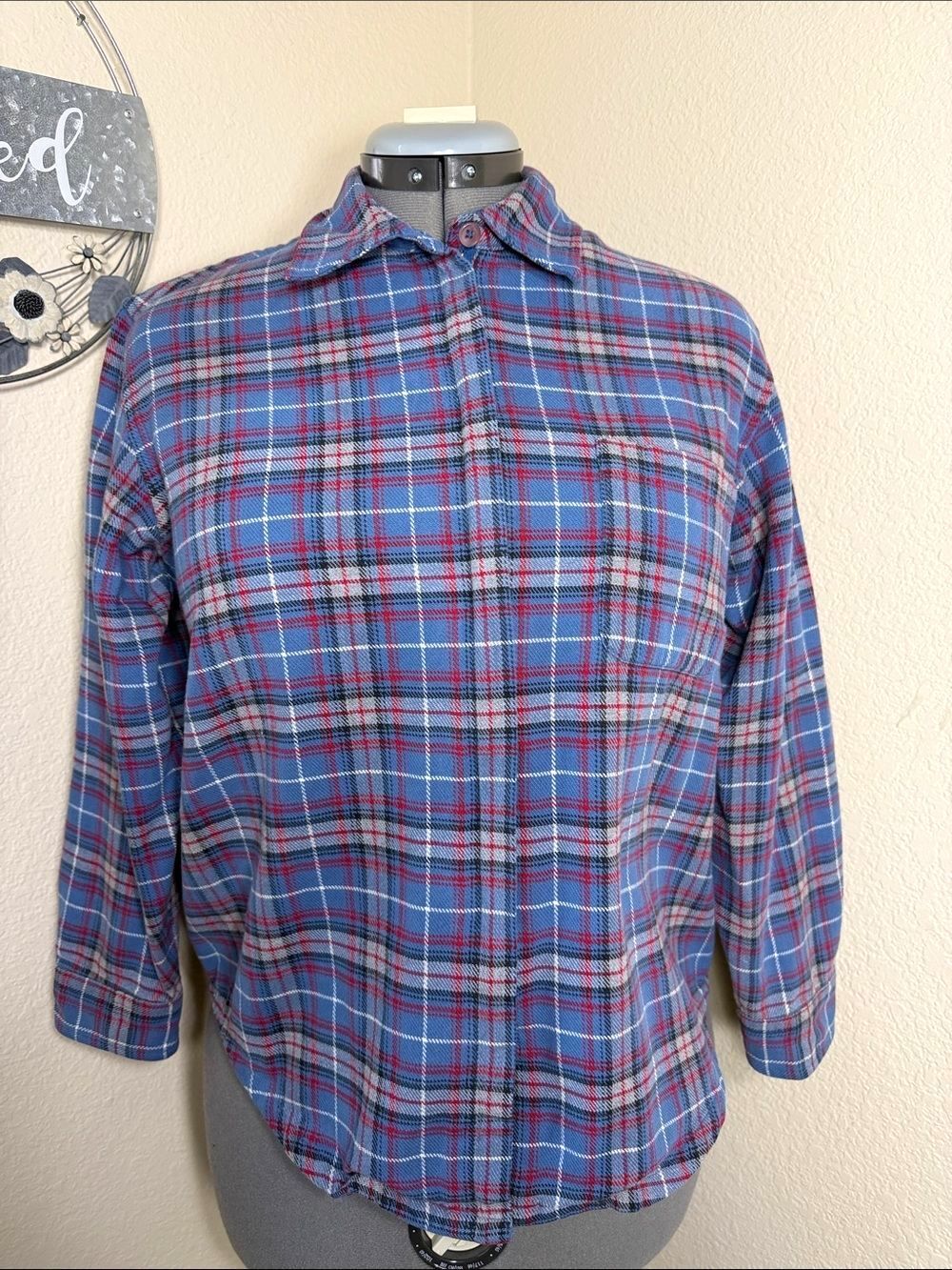 Vintage 90s Talbots Petites Plaid Zip Up Flannel Jacket Shirt S Fall Gorpcore
